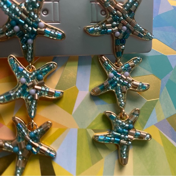 SUGARFIX BaubleBar 'Star of the Show' Earrings Starfish Seastars Fish Beaded NWT - Picture 10 of 10